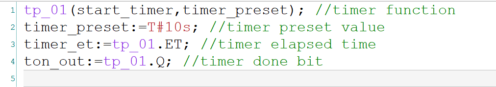 Structured Text Pulse Timer (TP) in Micro 800